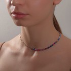 Колье «Драгоценность» прямоугольники с цепью, цветное в серебре, 30 см - фото 6749670