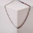 Колье «Драгоценность» прямоугольники с цепью, цветное в серебре, 30 см - фото 6749671