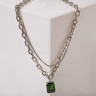 Колье "Цепь" летнее настроение, цвет бело-зелёный в серебре, 54см - фото 24425631