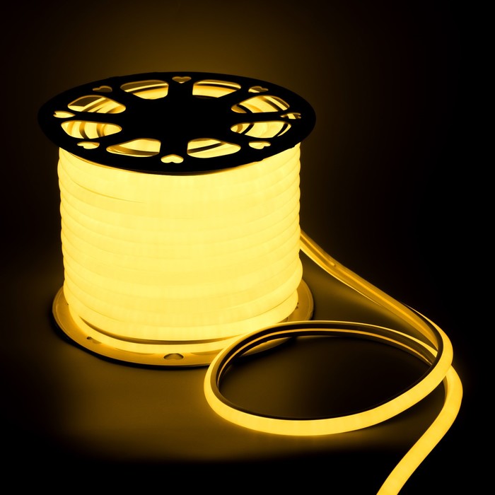 Гибкий неон Luazon Lighting 16 мм D-образный, IP65, 50 м, SMD2835, 120 LED/м, 220 В, свечение тёплое белое - Фото 1