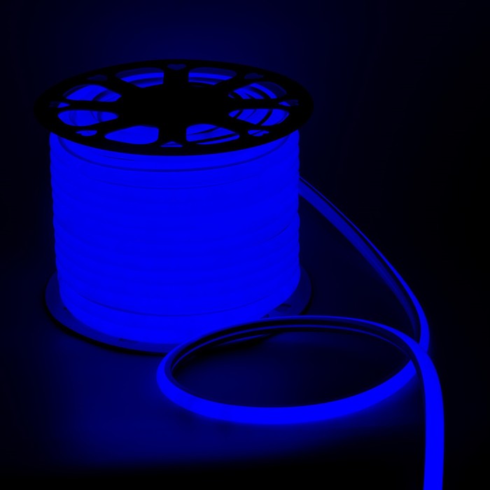 Гибкий неон Luazon Lighting 16 мм D-образный, IP65, 50 м, SMD2835, 120 LED/м, 220 В, свечение синее - Фото 1