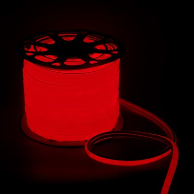 Гибкий неон Luazon Lighting 16 мм D-образный, IP65, 50 м, SMD2835, 120 LED/м, 220 В, свечение красное