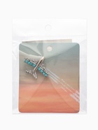 Брошь «Самолёт» летящий, бело-голубая в серебре - фото 23251046