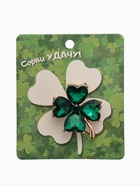 Брошь «Клевер» роскошный, тёмно-зелёная в золоте - Фото 4