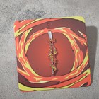 Значок «Катана» огонь, цветной в серебре - фото 10108124