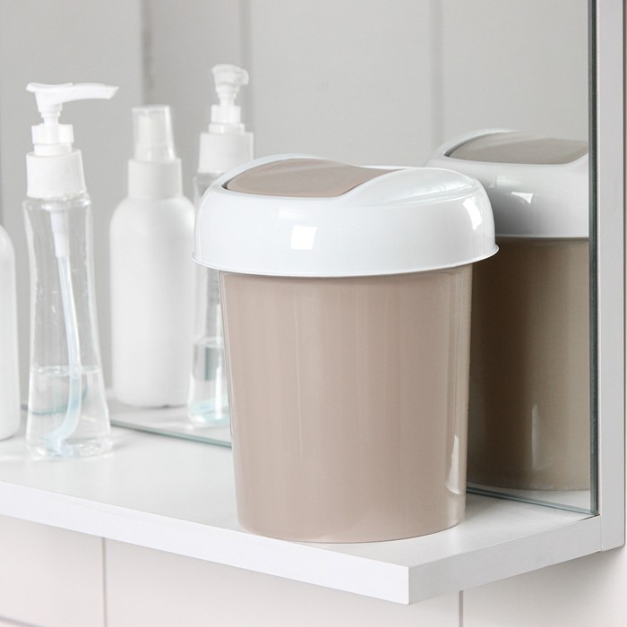 Контейнер для мусора настольный Palm, 1 л, d=13 см, h=15.5 см, бежевый - Фото 1