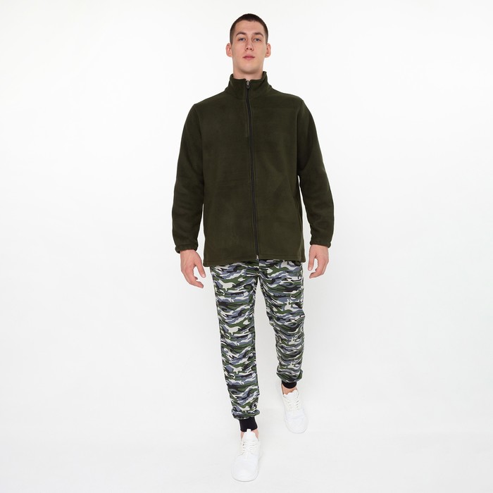 Брюки мужские, цвет серо-зелёный камуфляж, размер 52 58479