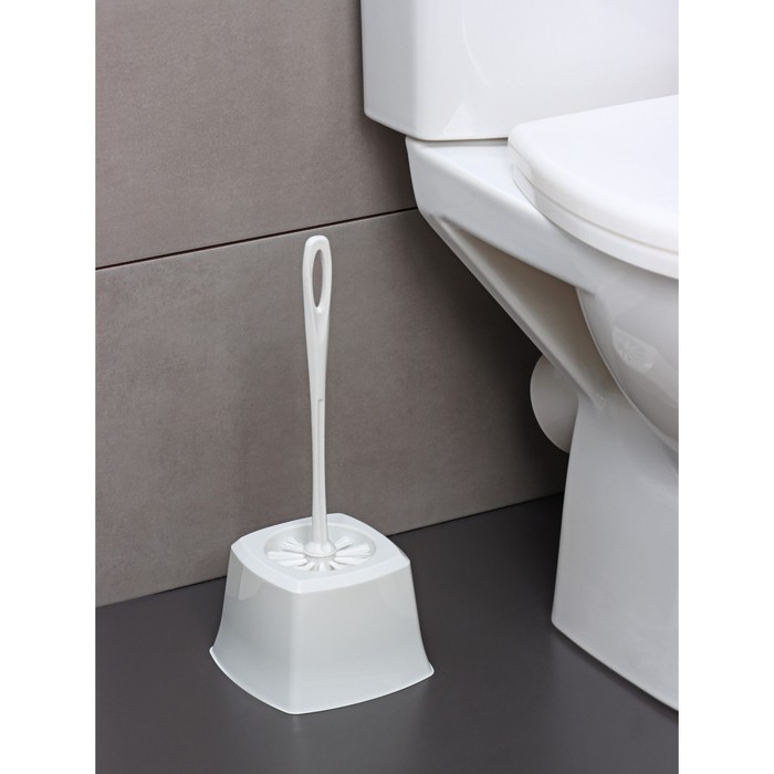 Ёршик для унитаза с подставкой Tule, 15,5×15,5×35 см, цвет светло-серый - Фото 1