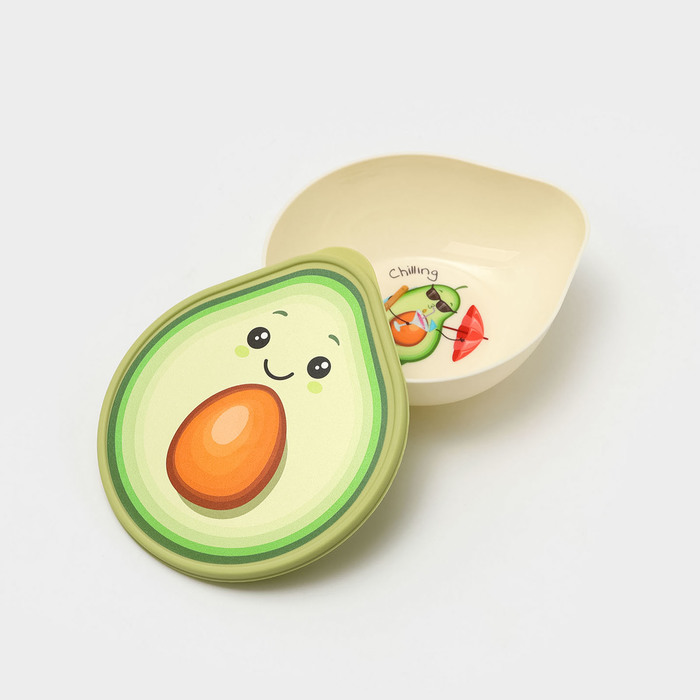 Контейнер для продуктов «Авокадо», 400 мл, 15,5×13,5×4,5 см, цвет светло-бежевый, рисунок микс - Фото 1