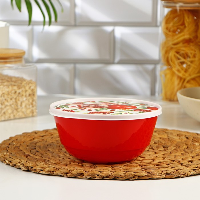 Миска с крышкой «Гранат», 1 л, 17×16,2×8 см, цвет красный - Фото 1