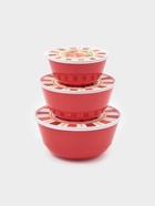 Набор мисок с крышкой Idiland «Гранат», 3 шт.: 1 л, 2 л, 3 л, пластик, красный - Фото 1