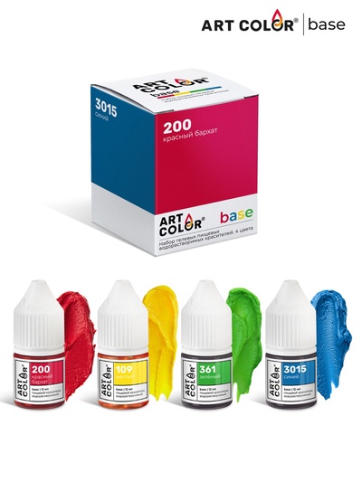Набор гелевых пищевых водорастворимых красителей Art Color Base, 4 цвета