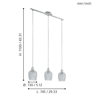 Светильник BONARES 1, 3x60Вт E27, цвет хром