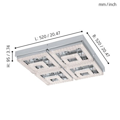 Светильник FRADELO, 8x6Вт LED, 3000K, 5000лм, цвет хром