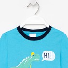 Пижама для мальчика Дино, цвет голубой/тёмно-синий, рост 116-122 см - фото 53702070