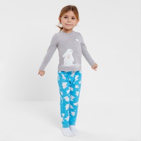 Пижама детская Зайчик, цвет серый/голубой, рост 98-104 см
