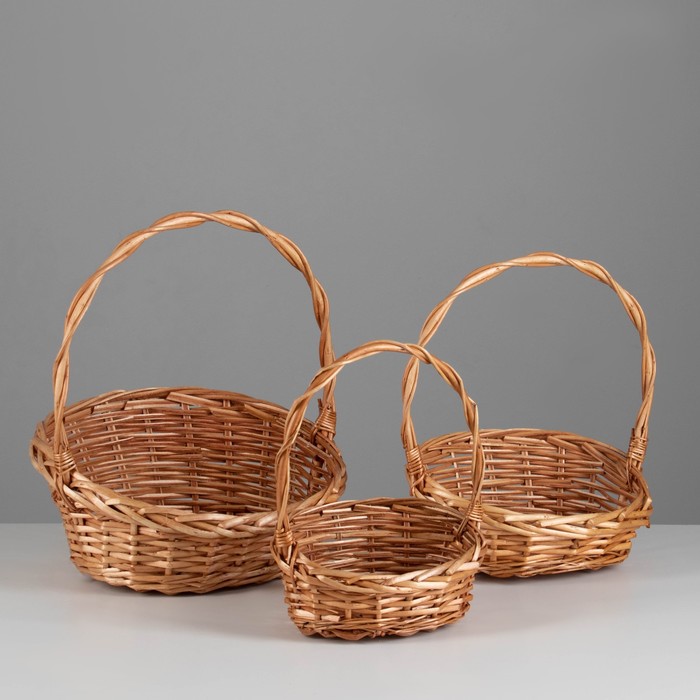 Корзин плетёная для хранения Hleda, ива, бежевая, набор 3 шт. - Фото 1