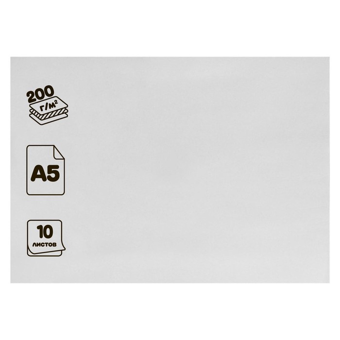 Картон белый А5 10 листов, двойное мелование, односторонний, 200 г/м² Calligrata "Эконом", в пакете - Фото 1
