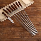 Набор с шампурами подарочный "Шафран", 8 предметов, в деревянной коробке, шампуры 50см - фото 24398487