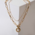 Кулон на декоративной основе "Жемчужина" круг, цвет белый в золоте, L= 45 см - фото 805133007