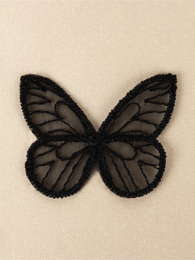 Аппликация для одежды «Бабочка», текстильная, 3.5×4 см, 10 шт., чёрная