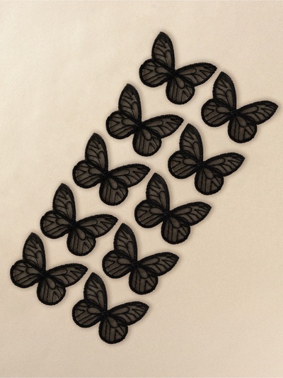 Аппликация для одежды «Бабочка», текстильная, 3.5×4 см, 10 шт., чёрная