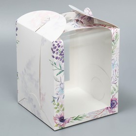 Складная коробка под маленький торт «Венок», 15 × 15 × 18 см