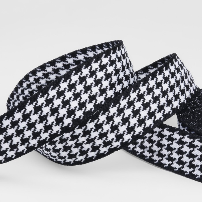 Лента декоративная «Гусиная лапка», 25 мм, 9±0.5 м, чёрная, белая №002
