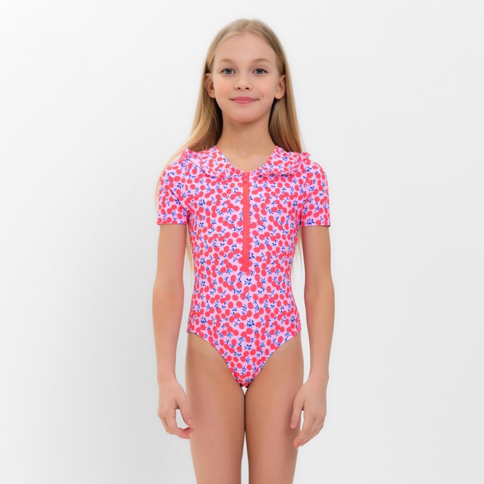 Купальник слитный детский MINAKU с воротничком, рост 128-134 - Фото 1