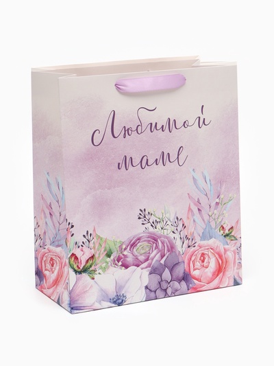 Пакет подарочный ламинированный, упаковка, «Любимой маме», ML 27×23×11.5 см