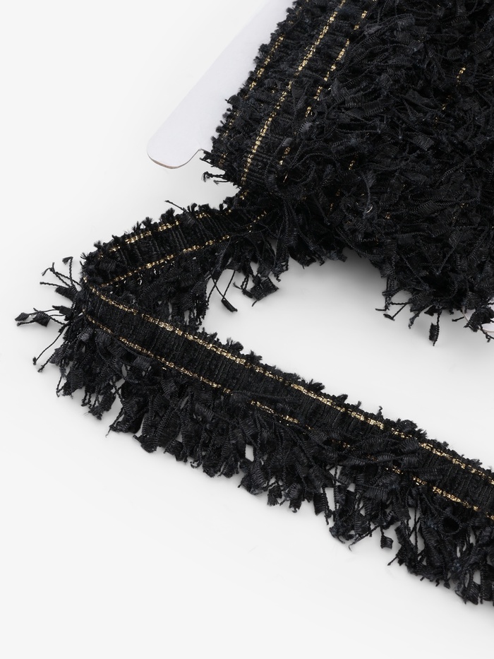 Тесьма декоративная «Твидовая», односторонняя, 35 мм, 5±0.5 м, чёрная - Фото 1