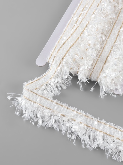 Тесьма декоративная «Твидовая», односторонняя, 35 мм, 5 ± 0.5 м, цвет белый