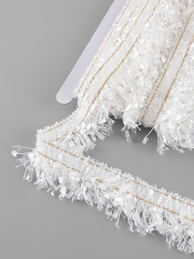 Тесьма декоративная «Твидовая», односторонняя, 35 мм, 5 ± 0.5 м, цвет белый