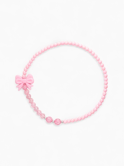 Набор детских украшений Выбражулька «Бантик», 2 предмета: бусы, браслет d=5 см розовый