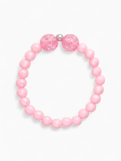 Набор детских украшений Выбражулька «Бантик», 2 предмета: бусы, браслет d=5 см розовый