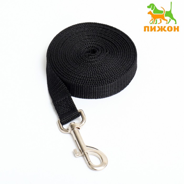 Поводок, 3 м × 2 см, чёрный - Фото 1