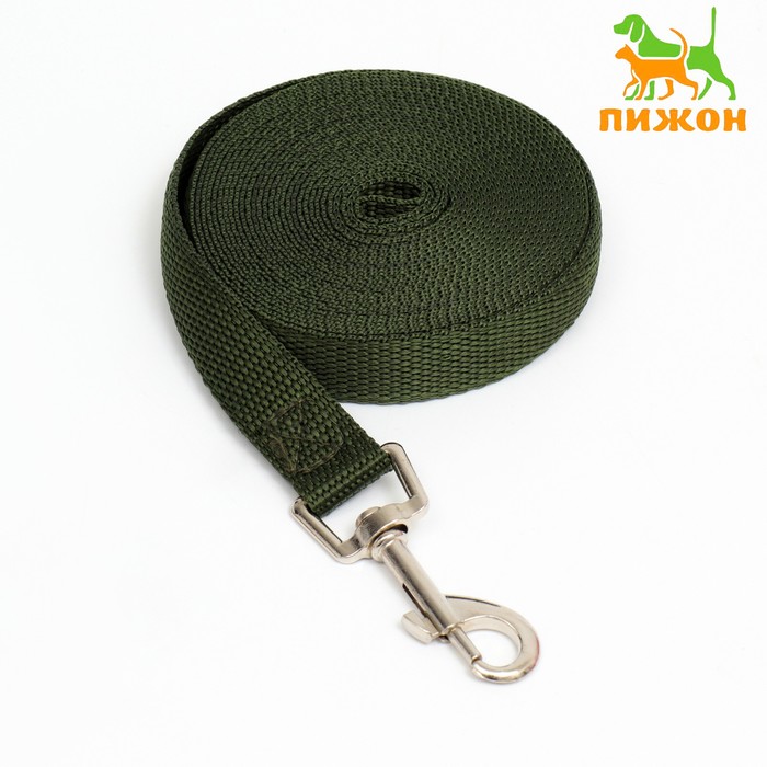 Поводок, 5 м × 2 см, зелёный - Фото 1