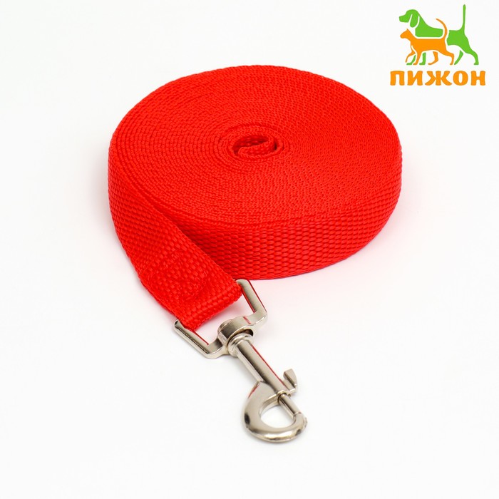 Поводок 5 м × 2 см, красный - Фото 1