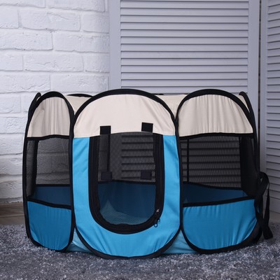 Вольер для животных, тентовый, 8 стенок, 70×40 см, голубой
