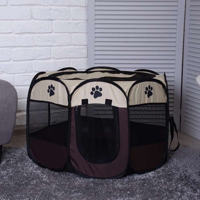 Вольер для животных, тентовый, 8 стенок, 68×45 см, коричневый - Фото 1