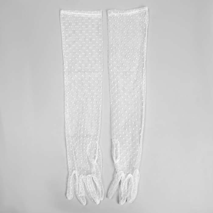 Карнавальные перчатки, цвет белый в горох, длинные - фото 1906130149