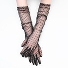 Карнавальные перчатки, цвет черный в горох, длинные - Фото 2