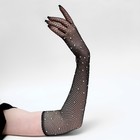 Карнавальные перчатки, цвет черный со стразами, длинные - Фото 3