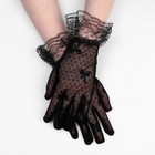 Карнавальные перчатки кружево, цвет черный, короткие - Фото 2