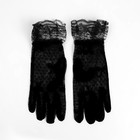 Карнавальные перчатки кружево, цвет черный, короткие - Фото 4