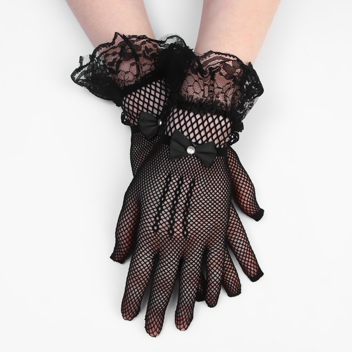 Карнавальные перчатки, цвет черный, короткие - фото 1906130172