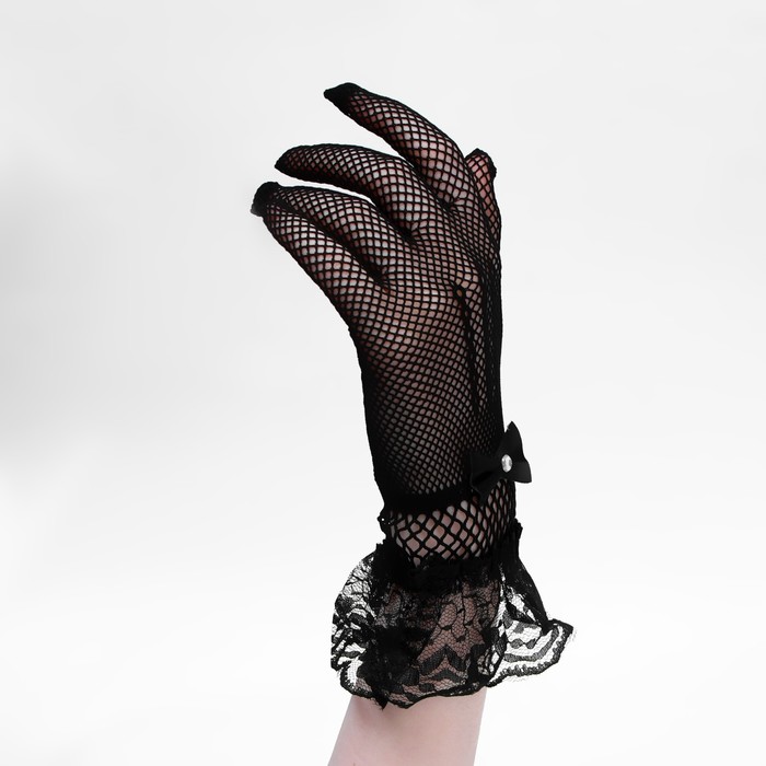 Карнавальные перчатки, цвет черный, короткие - фото 1906130173