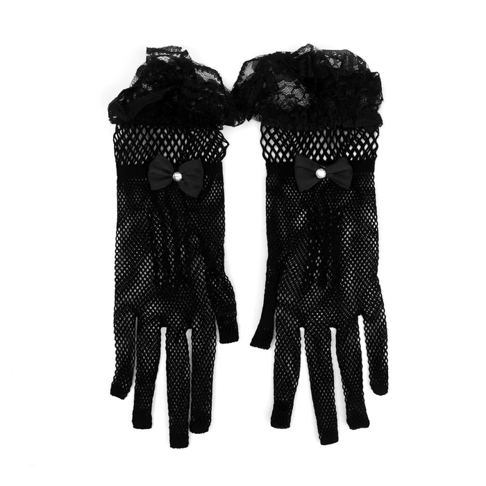 Карнавальные перчатки, цвет черный, короткие - фото 1906130174