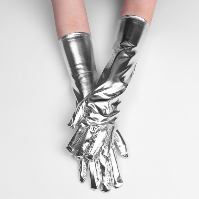 Карнавальные перчатки, цвет серебро - фото 1906130177