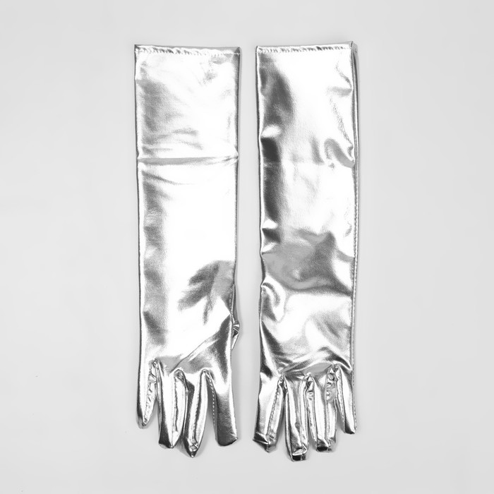 Карнавальные перчатки, цвет серебро - фото 1906130179